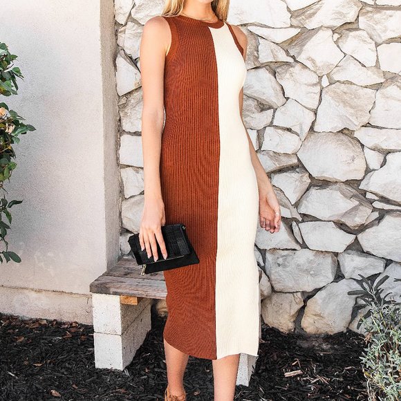 Anna Color Block Dress - Apricot - Picture 1 of 5
